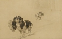 Maud Earl (1863-1943), lithograph, two Cavalier King Charles Spaniels, published by the Berlin Photographic Co., 1903, signed in pencil, 26 x 34cm